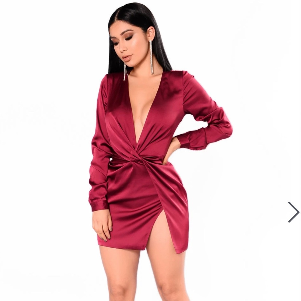 Fashion Nova Sugar Free Dress Burgandy